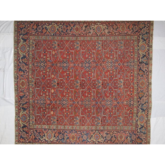 Wool pile genuine handmade antique Persian Heriz -