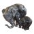 Large Mid-20th Century Japanese Ceramic Elephant Pair – Mother and Calf in Gray Glaze For Sale