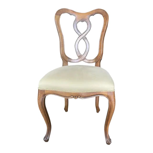 1990s Italian Side Chair With Antique Walnut Finish For Sale