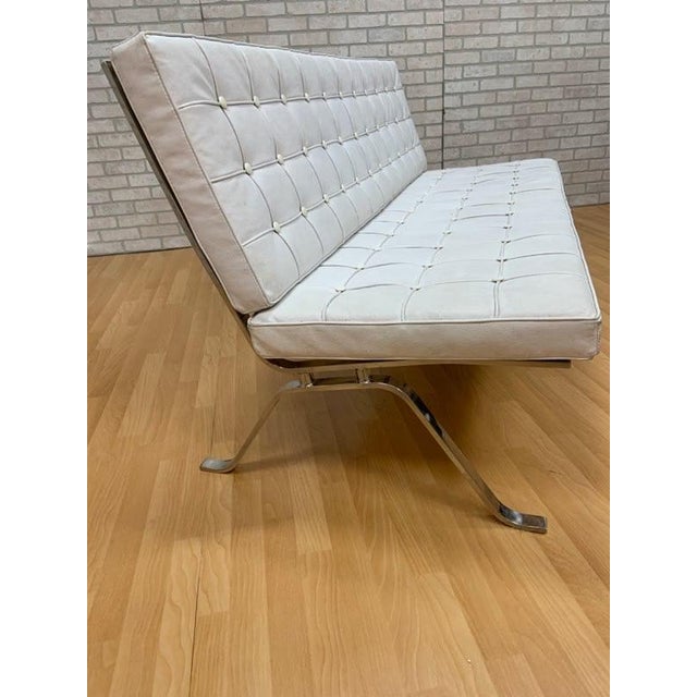 Mid Century Modern Barcelona Style White Leather Bench Chairish