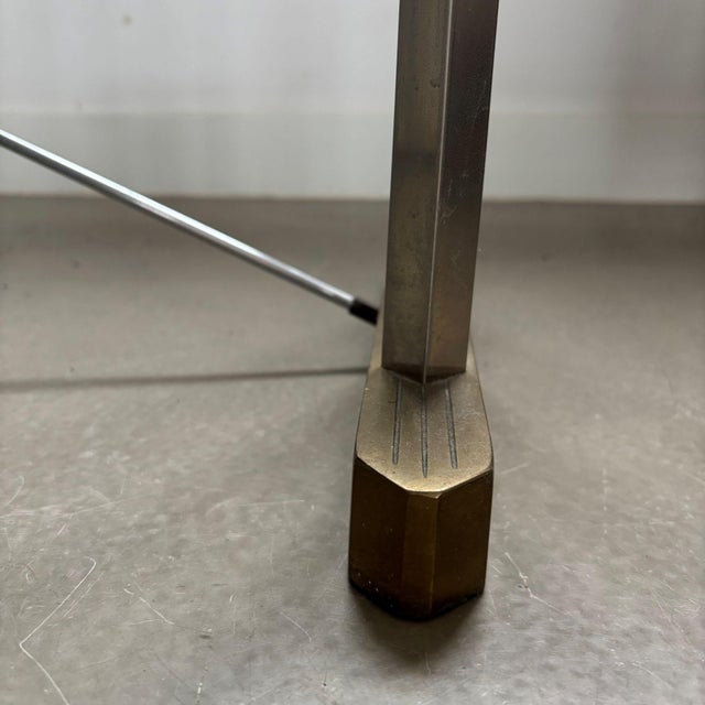 Console Table with Brass Details and Glass Top by Peter Ghyczy, 1970s For Sale - Image 10 of 12