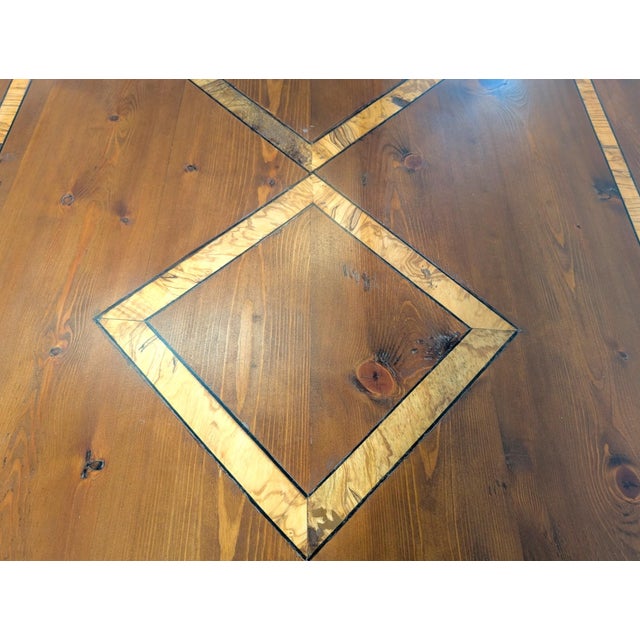 Wood Large Russian Pine Table with Olive Wood Inlays For Sale - Image 7 of 10