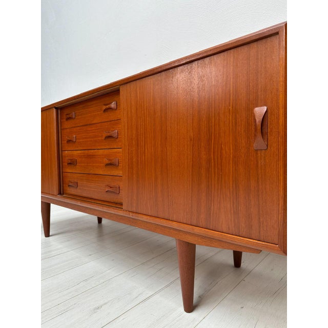 Wood Small Mid-Century Danish Teak Sideboard attributed to Clausen & Søn, 1960s For Sale - Image 7 of 15