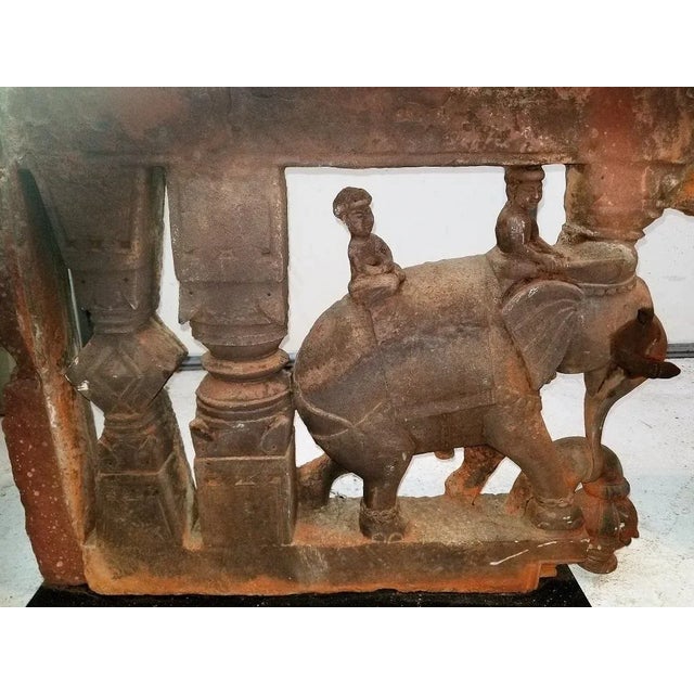 Stone 17c Se Asian Indian Pair of Brackets With Elephants and Mahuts For Sale - Image 7 of 13