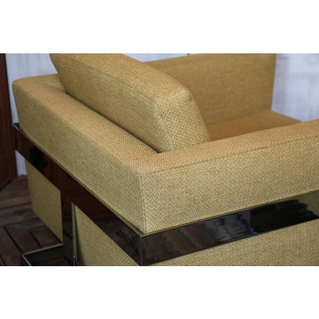 Mid-Century Pair of T-Back “Floating Cube” Lounge Chairs Milo Baughman Style — Circa 1970s For Sale - Image 11 of 18