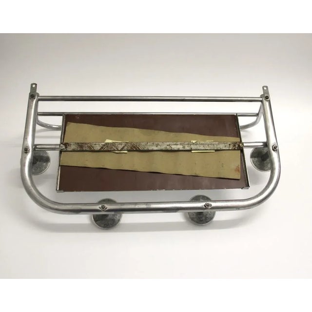 1940s Art Deco French Aluminum Coat Rack with Mirror, 1940s For Sale - Image 5 of 6