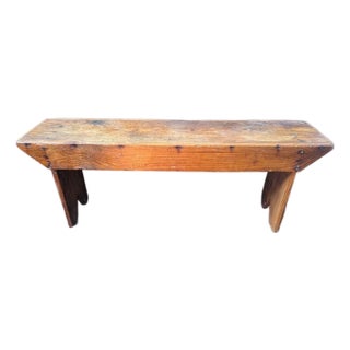 Early 20th Century Antique Primitive Wood Bench For Sale