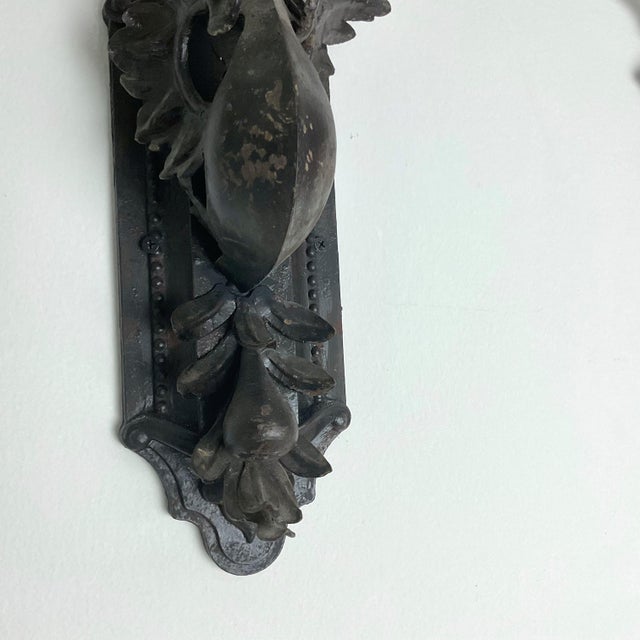 1920s Hand Hammered Iron Dragons Wall Sconces - a Pair For Sale - Image 4 of 9
