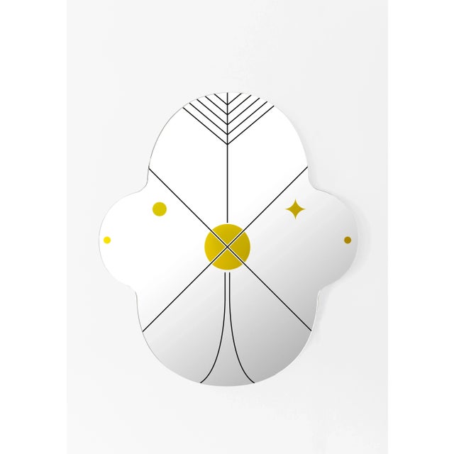 Decorative patterns are applied in gold or black. The back of each mirror is black. Measure: 120 cm. This piece is...