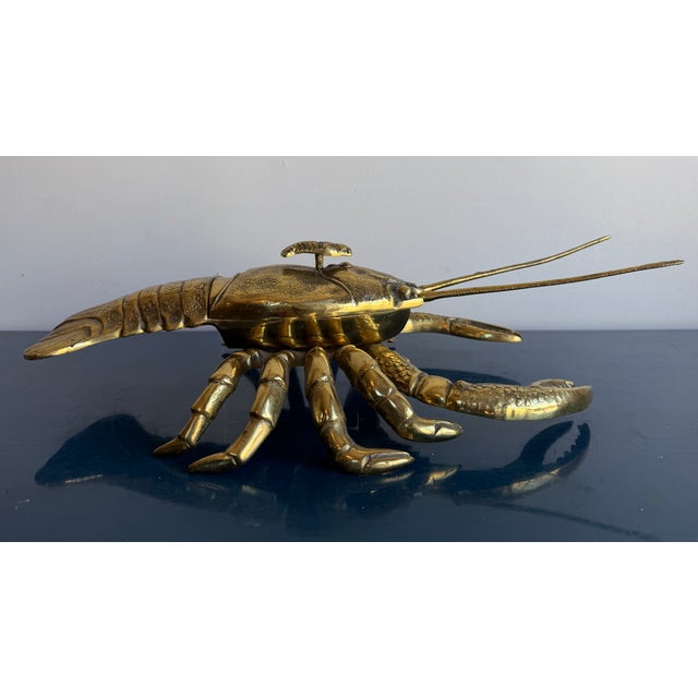 Large Vintage Brass Lobster Sculpture Box For Sale - Image 6 of 9