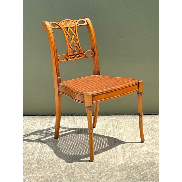Vintage Hand Carved Cane Side Chair For Sale - Image 10 of 12