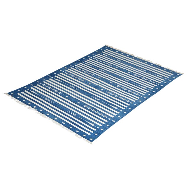 Bramble Rug, 10x14, Blue & White For Sale