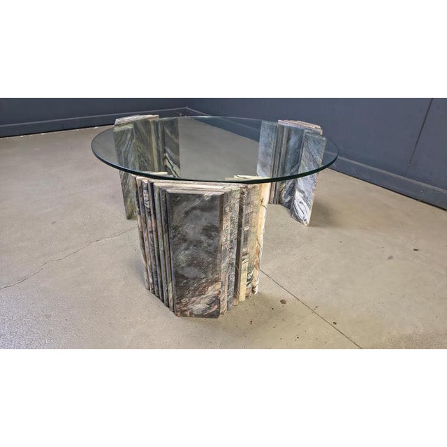 Vintage Italian Marble and Glass Coffee Table, 1970s For Sale - Image 9 of 11