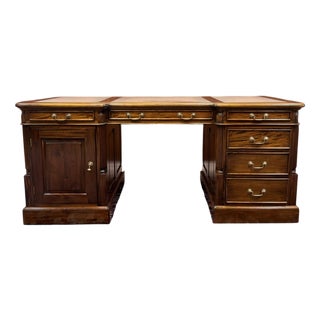 English Chesterfield Desk with Brown Leather For Sale