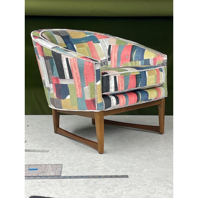 1950s 1950s Lawrence Peabody for Richardson Nemschoff Horseshoe Armchair Reupholstered For Sale - Image 5 of 8
