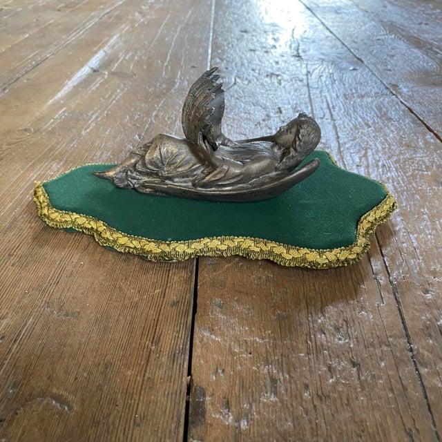 French Antique Bronze Angel Holy Water Front For Sale - Image 10 of 11