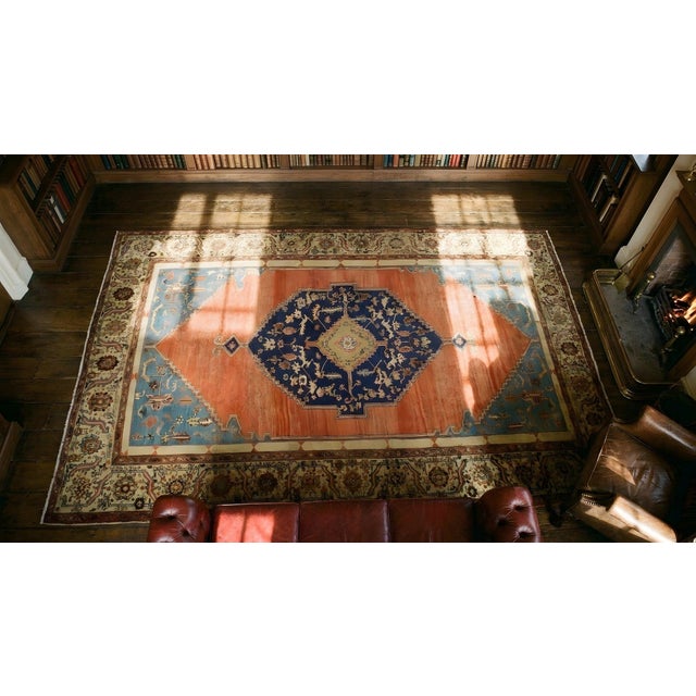 1870s Orange Medallion Antique n.w. Persian Bakshaiesh Rug 8'3" X 15' Hand Knotted Wool Carpet For Sale - Image 12 of 13