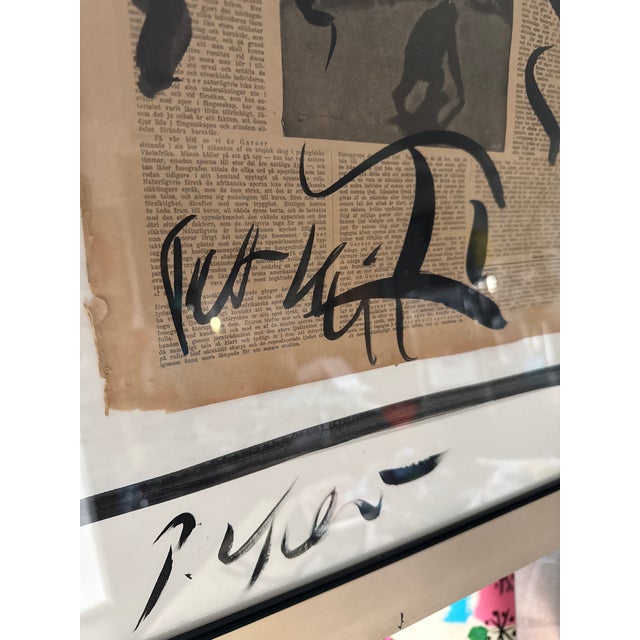 Peter Keil 1970s Peter Keil Early Cubist Profile Painting on Newsprint For Sale - Image 4 of 6