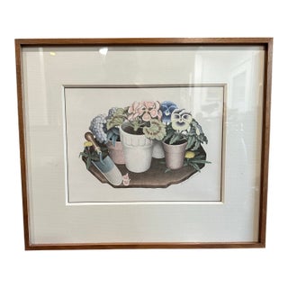 Grant Wood Signed Print “Tame Flowers” Limited Edition Art Print For Sale