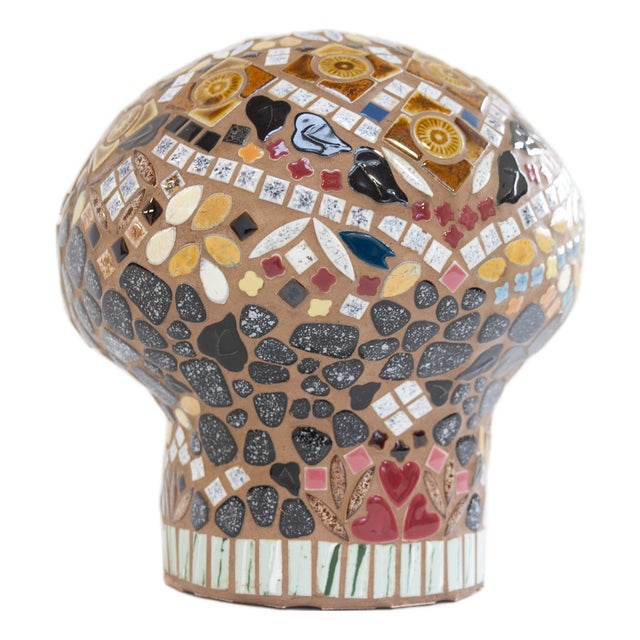 Swedish Folk Art Mosaic Mushroom Piggy Bank, 1970s For Sale