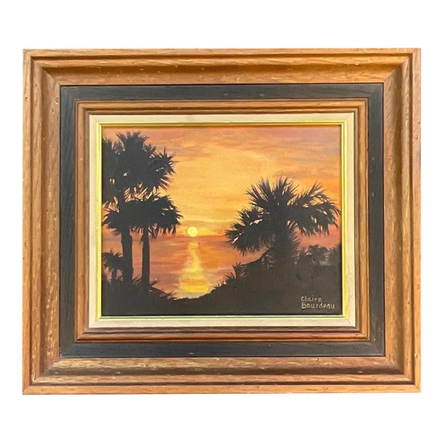 Mid 20th Century Tropical Sunset Painting For Sale