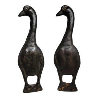 Early 20thc Cast Iron Duck Door Stops/Bookends For Sale