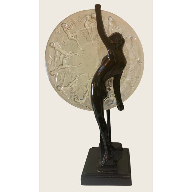 15” high, offered here is a beautiful Frankart lamp by Sarsaparilla, the “moon” glass part was made by the Consolidated...
