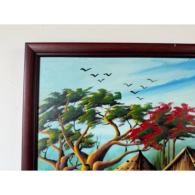 Vintage Haitian Landscape Oil Painting – Signed L.. Framé For Sale In Miami - Image 6 of 12