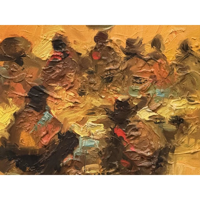 1972 Abstract Seated Figures Oil Painting by Listed Artist Edgardo Sarmiento For Sale - Image 4 of 5