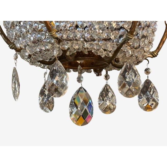 French Empire, Thirteen Light Basket Chandelier, Bronze, Crystal, France, 19th C For Sale - Image 10 of 11