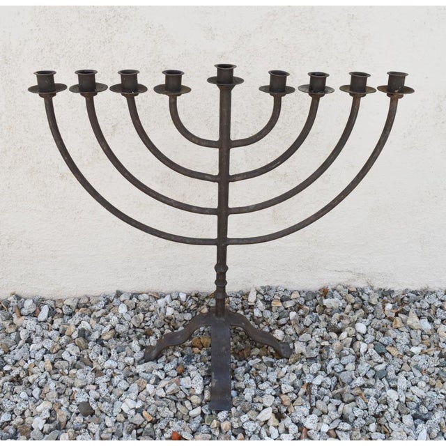 Vintage 1980s Candelabra 9 Cups Custom Made Wrought Iron 24'' Height X 24'' Width X 14'' Base Solid Shape Unique One of a...
