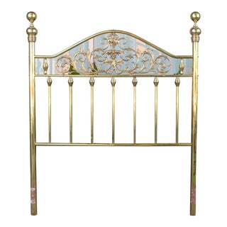 Vintage Hollywood Regency Solid Brass Headboard For Sale