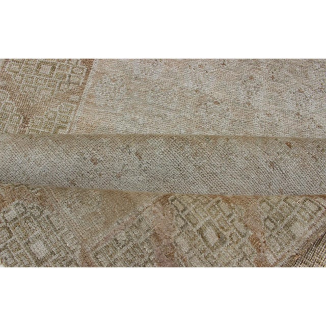 Floral All-Over Medallion Vintage Turkish Oushak Runner With Faded Color Palette For Sale - Image 11 of 13