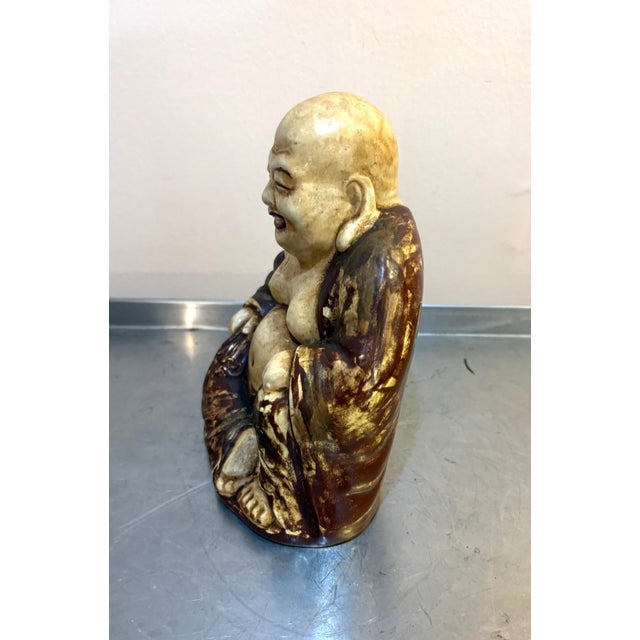 Asian Midcentury Pottery Buddha Statue / Figurine For Sale - Image 3 of 5