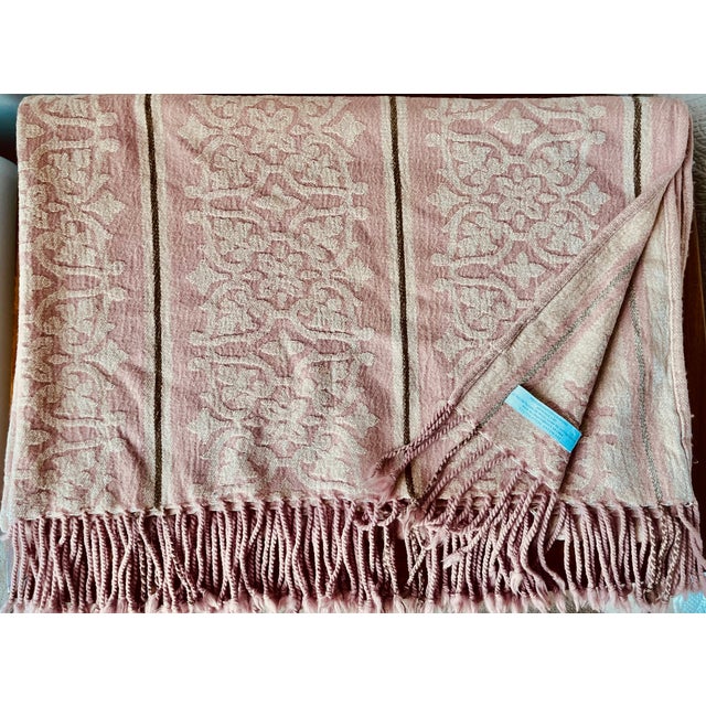 Restoration Hardware Restoration Hardware Wool Dusty Rose Chenille Throw For Sale - Image 4 of 6