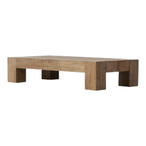 Four Hands Abaso Rectangular Coffee Table, Rustic Wormwood Oak