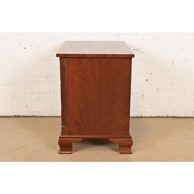 Baker Furniture Georgian Carved Mahogany Bedside Chest, Newly Refinished For Sale - Image 12 of 14