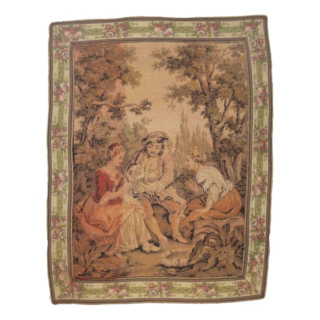 Italian Bucolic Scene Tapestry in Fabric Weaving, 1950s For Sale