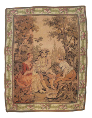Italian Bucolic Scene Tapestry in Fabric Weaving, 1950s