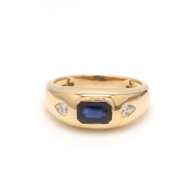 Natural 1.07 cts blue sapphire & 0.21 cts diamond ring in 18k gold For Sale - Image 11 of 18