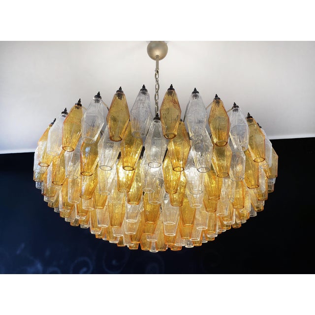 Amber & Clear Poliedri Murano Glass Ceiling Light, 1990s For Sale - Image 10 of 18