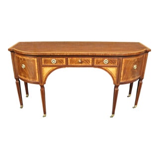 Baker Furniture Stately Homes Federal Style Bow Front Inlaid Mahogany Sideboard For Sale