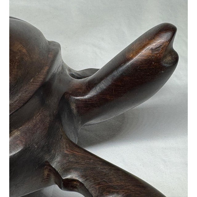 Vintage Carved Dark Wood Sea Turtle Figurine For Sale - Image 9 of 12