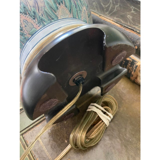 Vintage Frederick Cooper 1980s Pastel Peacock Chinoiserie Lamp For Sale - Image 10 of 10