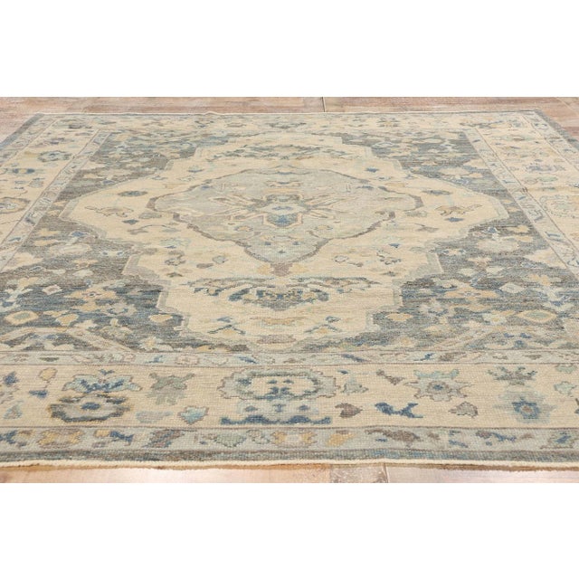 Beige Vintage Modern Turkish Oushak Rug - 08'04 X 10'01 For Sale - Image 8 of 9