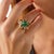 1970s French Vintage Emerald Sapphire Diamond 18k Yellow Gold Cocktail Ring, Size 6.5 For Sale - Image 5 of 7