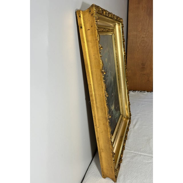 Antique Landscape Painting in Period Lemon Gold Gilt Frame For Sale - Image 9 of 13