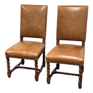 Bausman & Company Model 3322 Barley Twist Leg Side Chairs, Pair For Sale