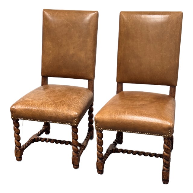 Bausman & Company Model 3322 Barley Twist Leg Side Chairs, Pair For Sale