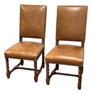 Bausman & Company Model 3322 Barley Twist Leg Side Chairs, Pair